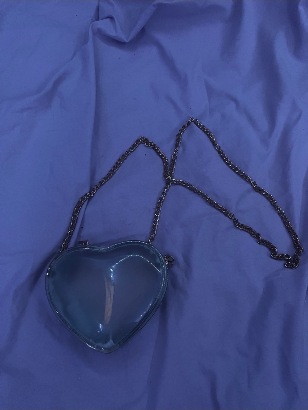 Heart-Shaped Clear Blue Crossbody Bag